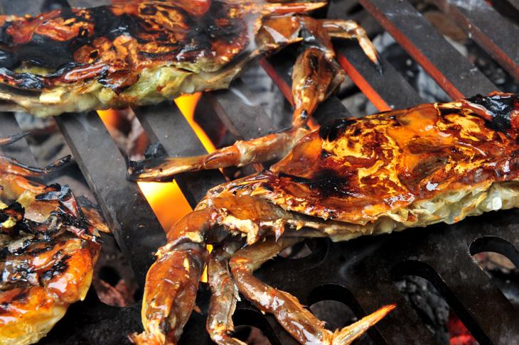 Soft shell crabs on the grill