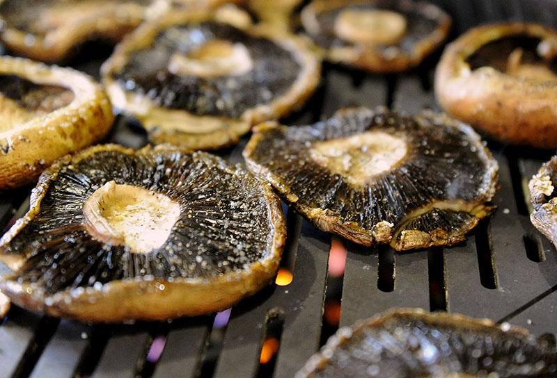 Portobello mushrooms on the grill
