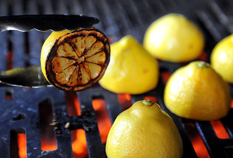 Lemons grilling on the Hybrid Fire Grill