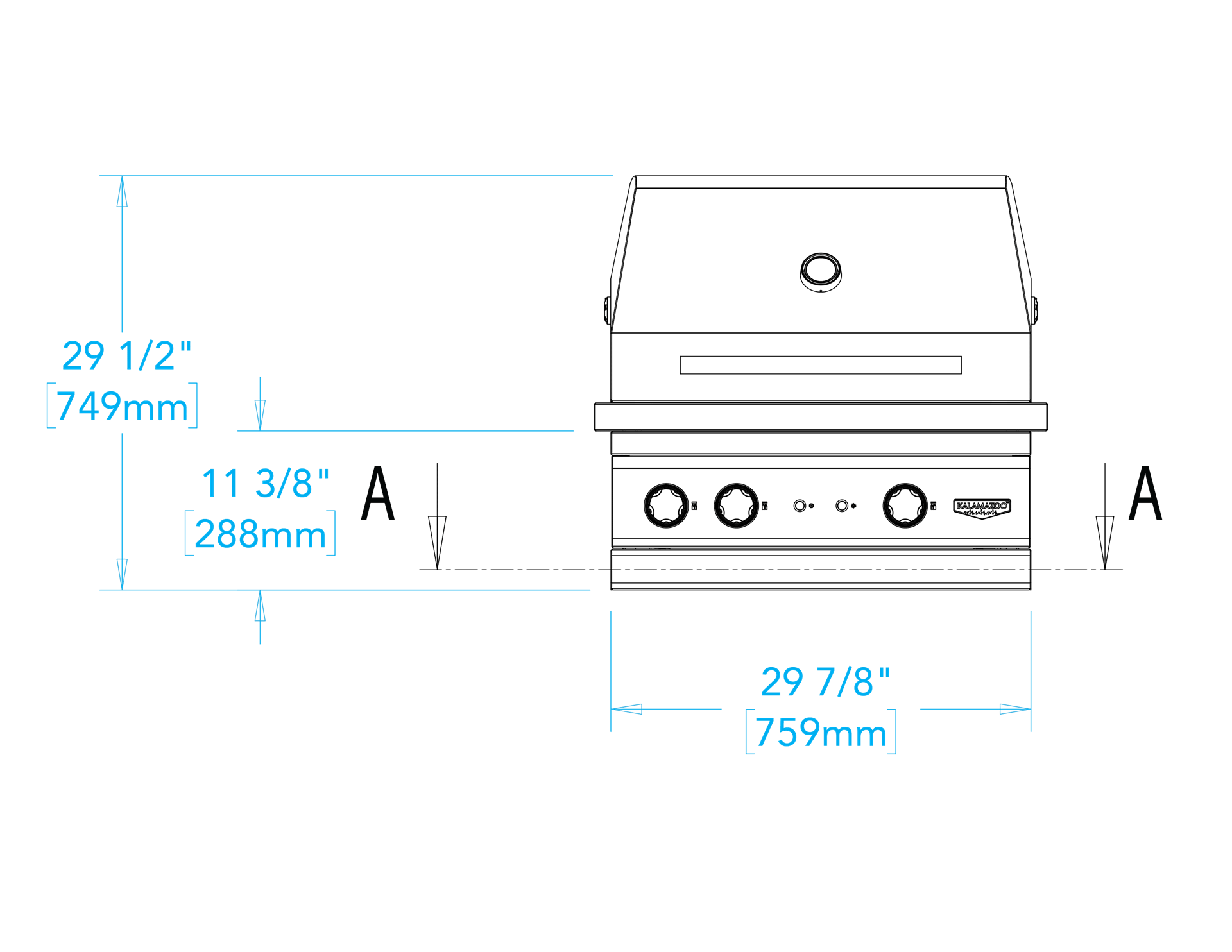 Echo 3 Built-in Gas Grill Dimensions Image