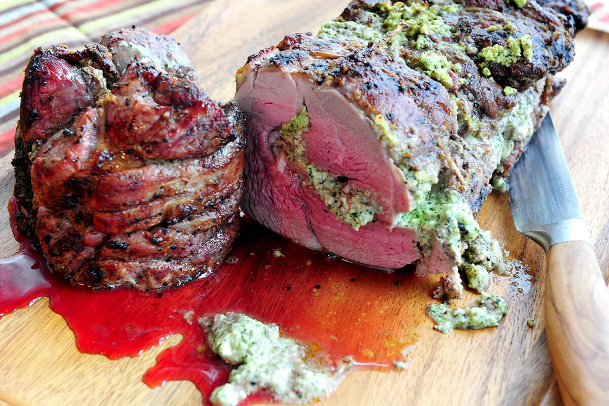 Image of Mint Goat Cheese Pesto Rolled Leg of Lamb