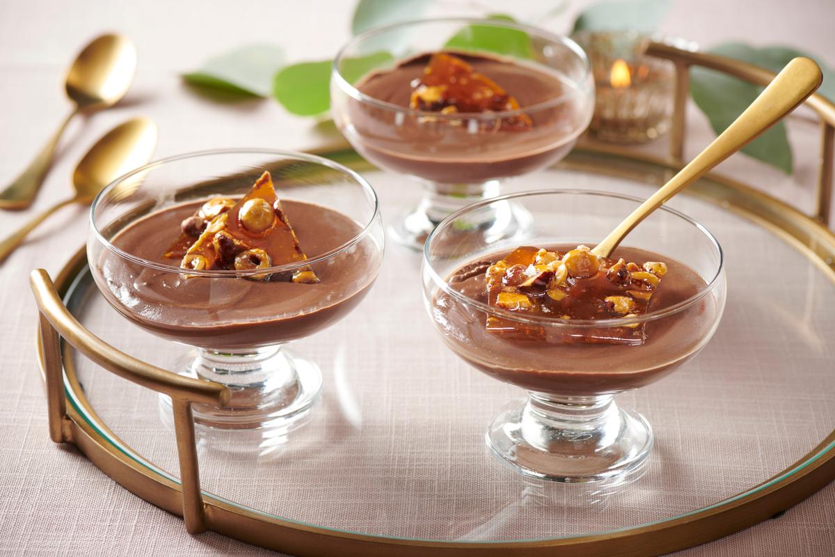 No-Bake Chocolate-Orange Crema Catalana with Hazelnut Brittle