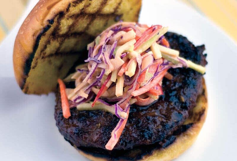 Image of Teriyaki Burgers with Spicy Broccoli Slaw