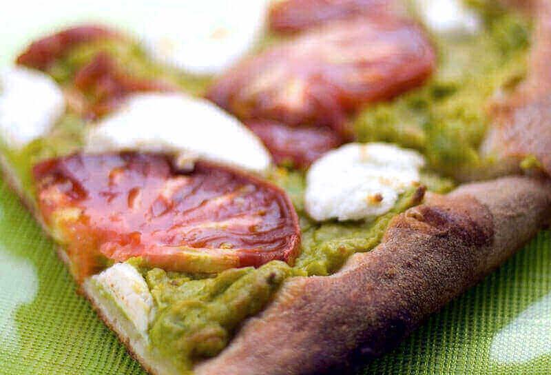 Image of Avocado, Goat Cheese and Heirloom Tomato Appetizer Pizza