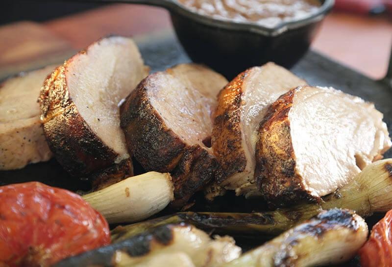 Image of Coffee-Crusted Spit-Roasted Whole Pork Loin with Red-Eye Barbecue Sauce