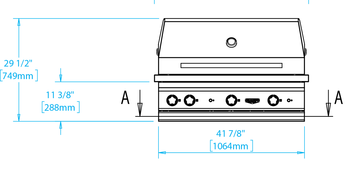 K42DB Built-in Echo Gas Grill Dimensions Image