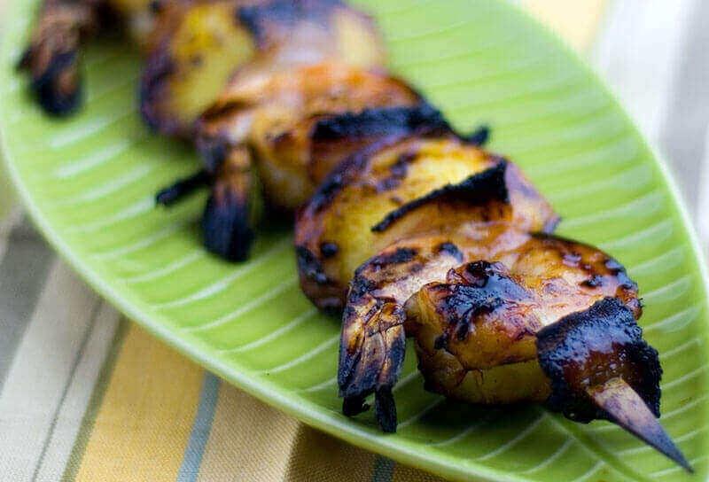 Image of Shrimp and Peach Kebabs with Habanero Honey Glaze