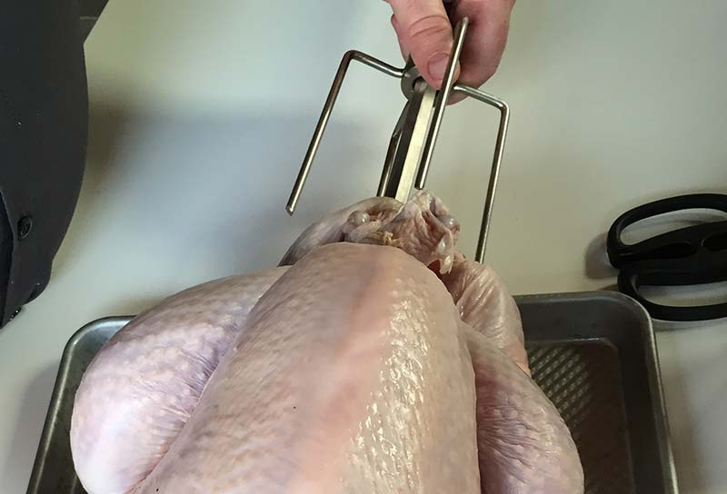 mounting a turkey on rotisserie spit