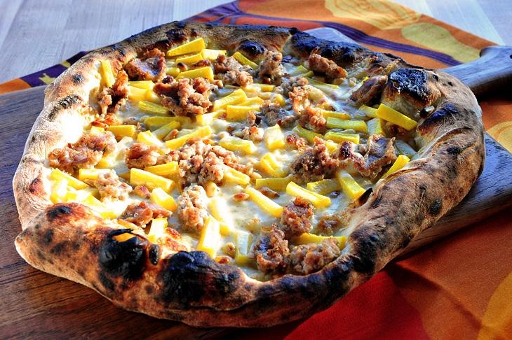 Image of Pumpkin and Sausage Pizza with Parmesan Cream Sauce