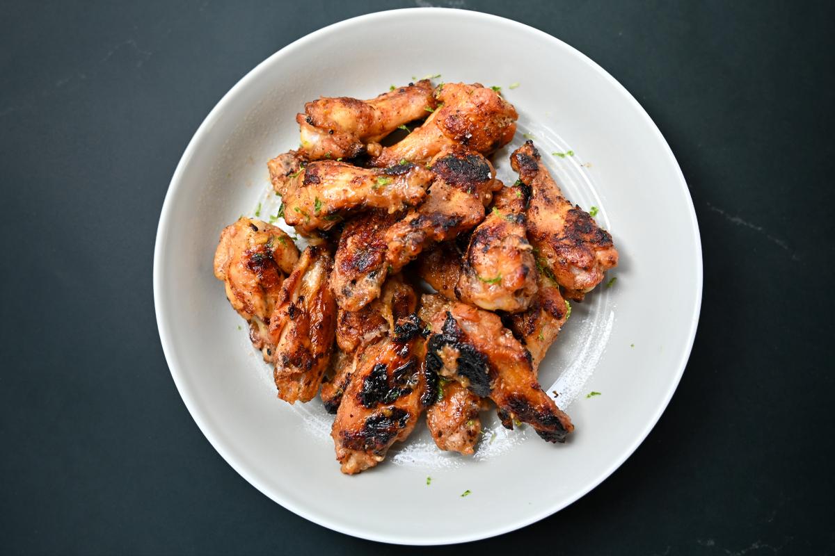 Image of Grilled Chicken Wings with Grilled Peach Chutney