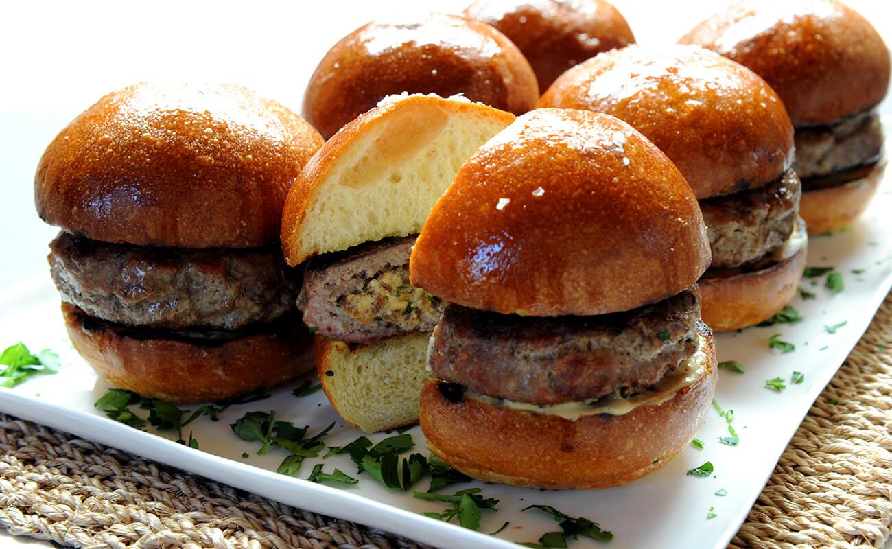 Image of Stuffed Lamb Burgers with Apricots and Goat Cheese