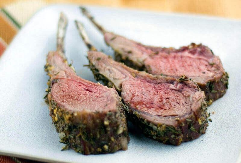 Image of Smoke-Roasted Rack of Lamb with Garlic Rosemary Rub