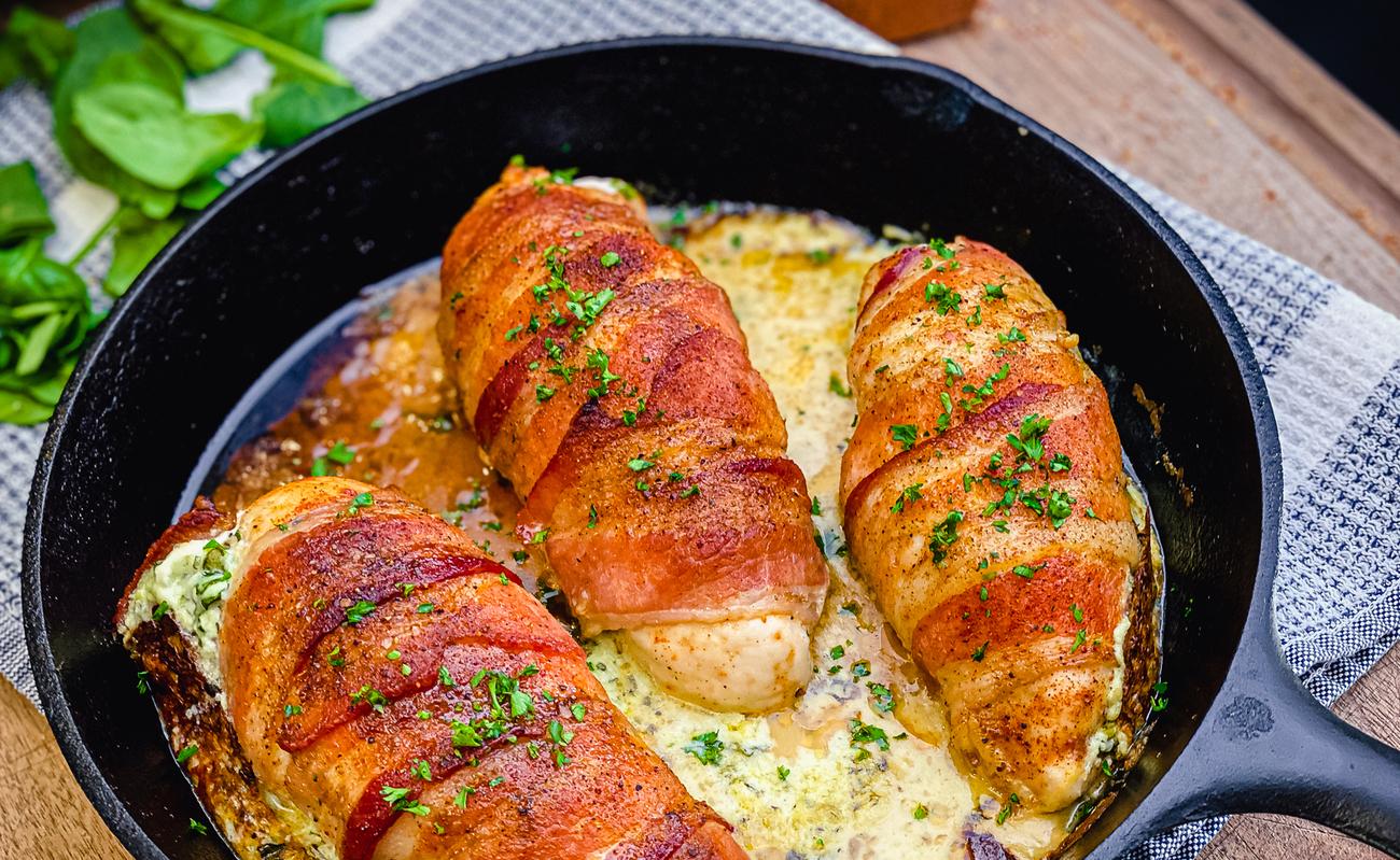 Bacon-Wrapped Stuffed Chicken Breast With Pan Sauce | Recipes ...