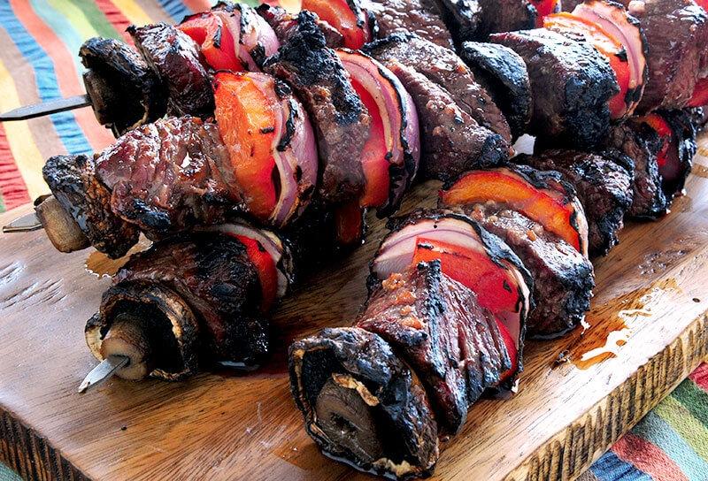 Grilled Steak Kabobs (Whiskey Marinade + Glaze)