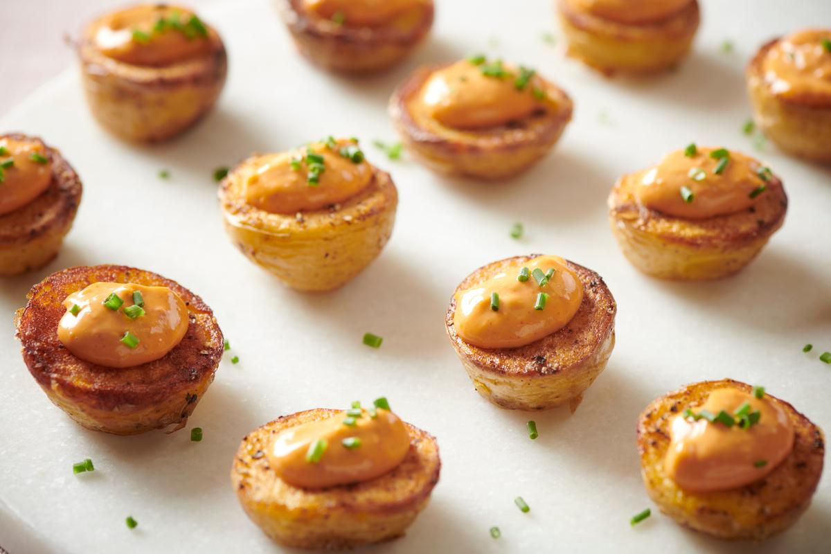 Image of Roasted Baby Potatoes with Salsa Bravas Aioli and Chives