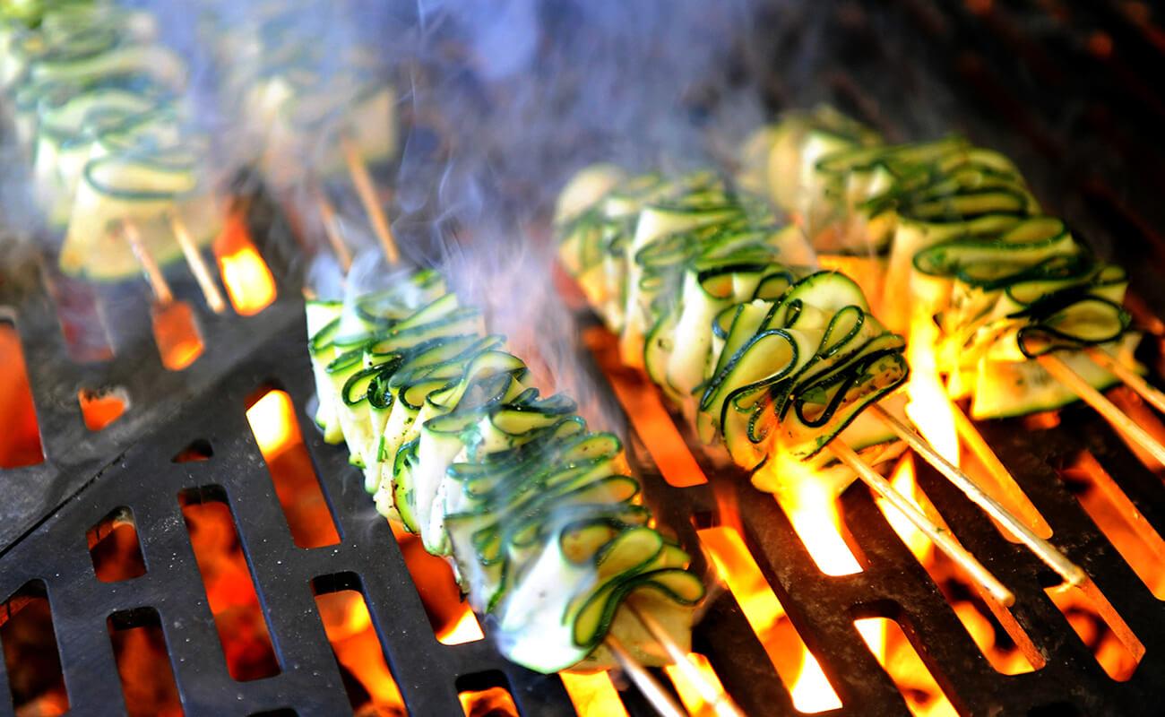 Grilled Zucchini Ribbon Skewers