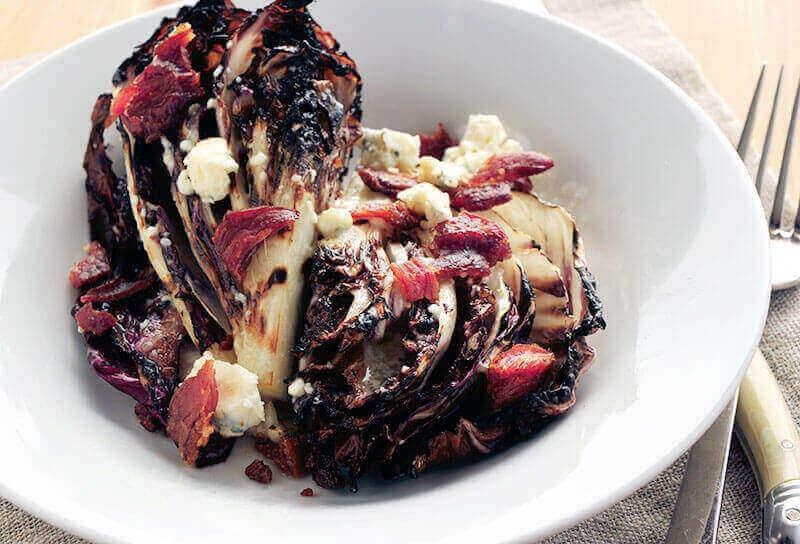 Image of Grilled Radicchio Salad with Blue Cheese Walnut Vinaigrette and Bacon