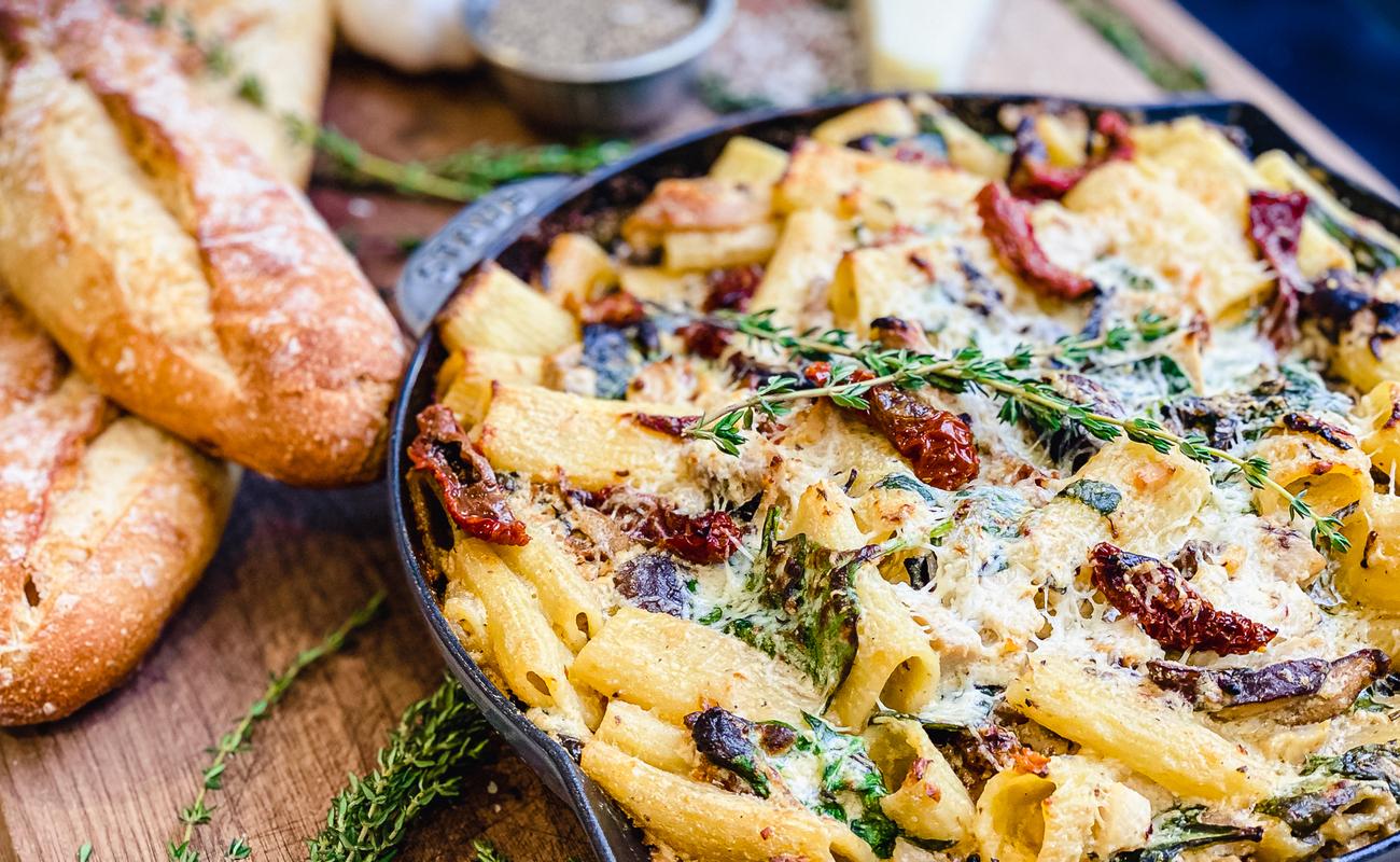 Image of Oven-Roasted Chicken and Mushroom Pasta