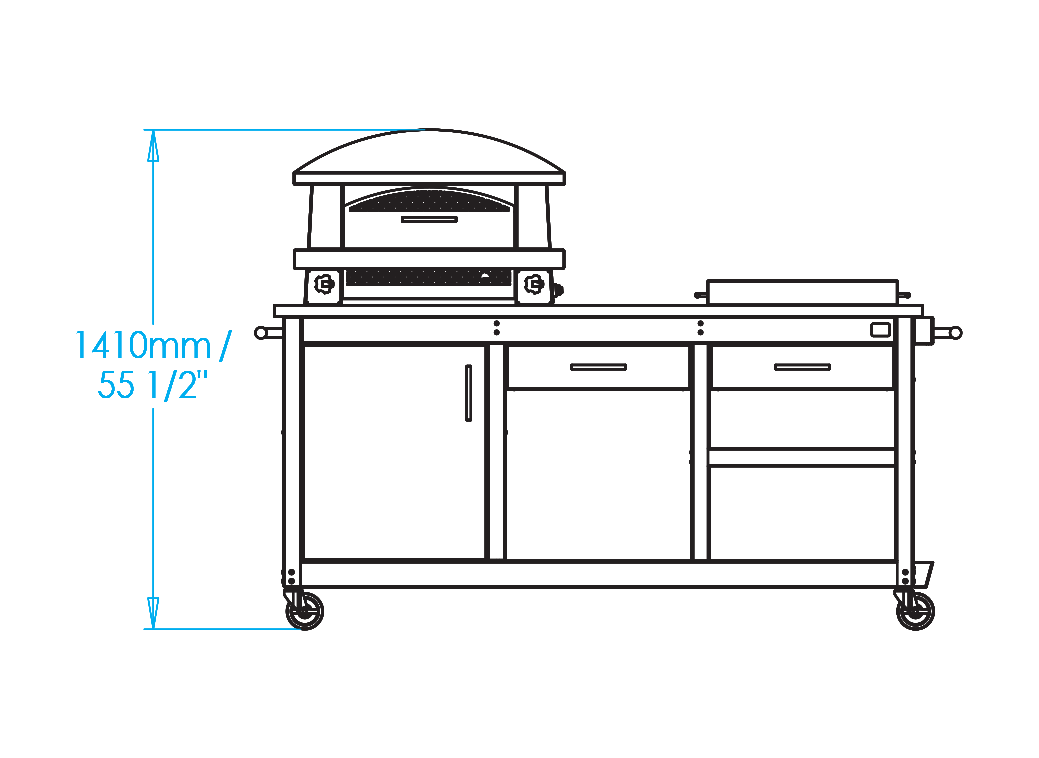 K-PZSTN-72 Artisan Fire Pizza Oven Station Dimensions Image