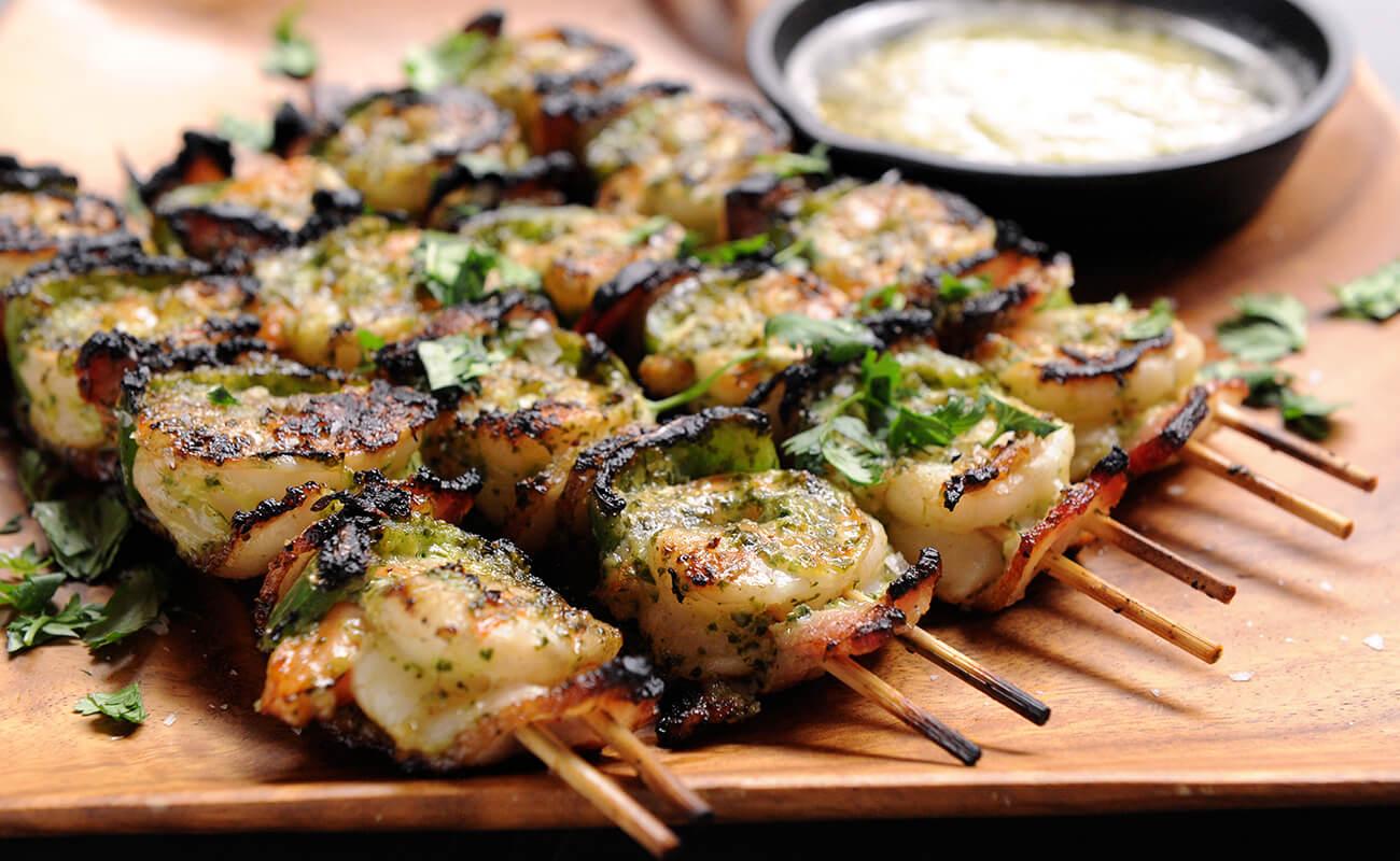 Cilantro Lime Shrimp Kebabs with Garlic Butter