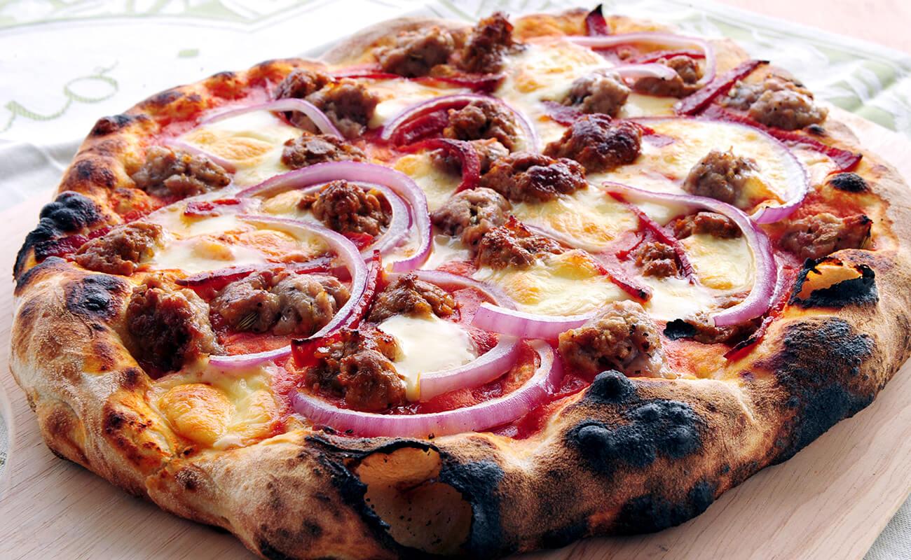 Image of Pepperoni, Sausage and Onion Pizza
