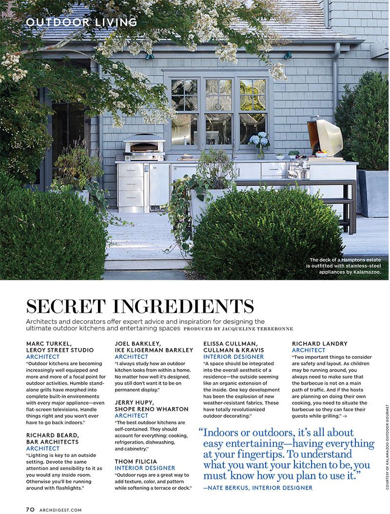 Kalamazoo outdoor kitchen in Architectural Digest