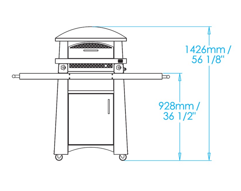 AFPO-T-CART Artisan Fire Pizza Oven Cart Dimensions Image
