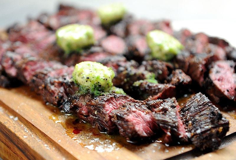 Dry-rubbed Hanger Steaks with Jalapeño Butter