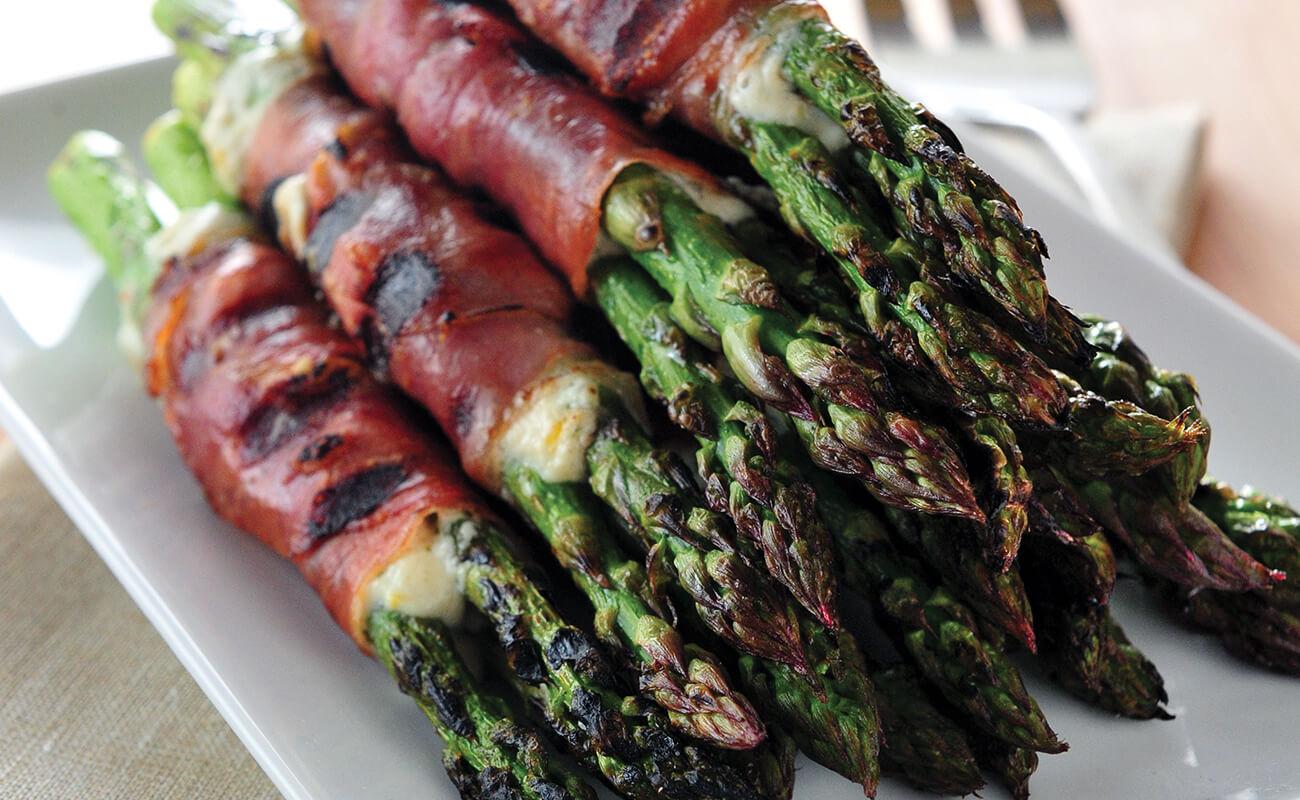 Asparagus Wraps with Crispy Prosciutto and Herbed Cheese