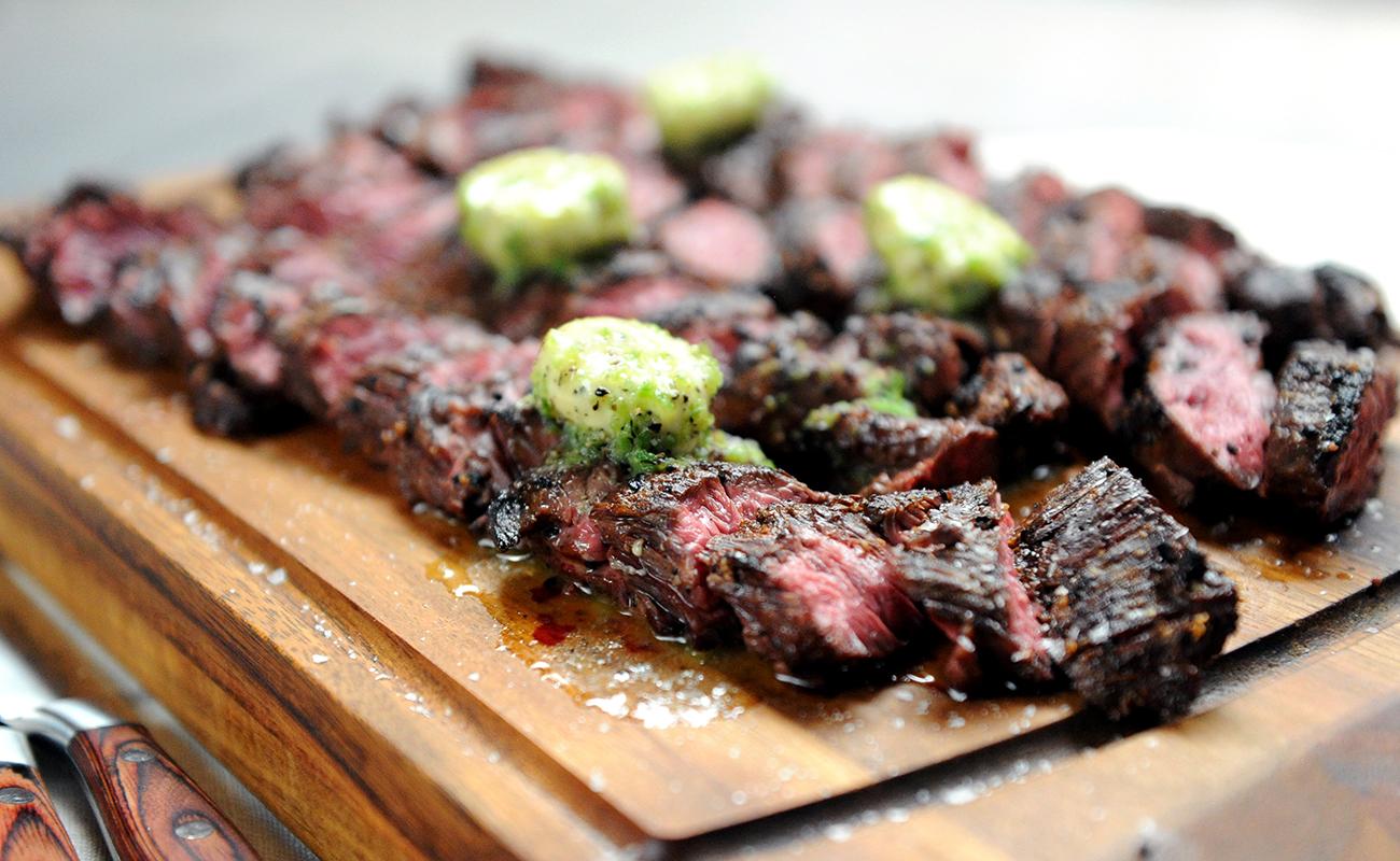 Image of Dry-rubbed Hanger Steaks with Jalapeno Butter