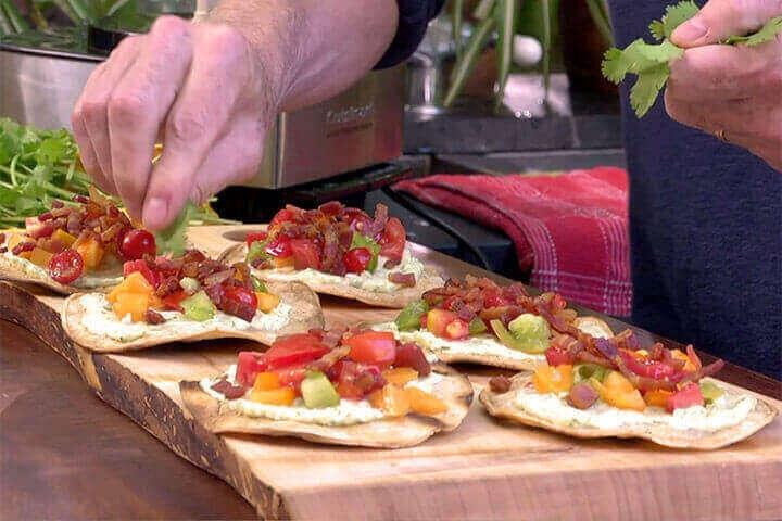 Image of Grilled Tostadas with Bacon, Avocado Mayo and Heirloom Tomatoes